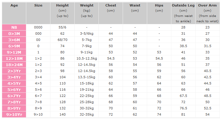 swim towelling cover up size guide